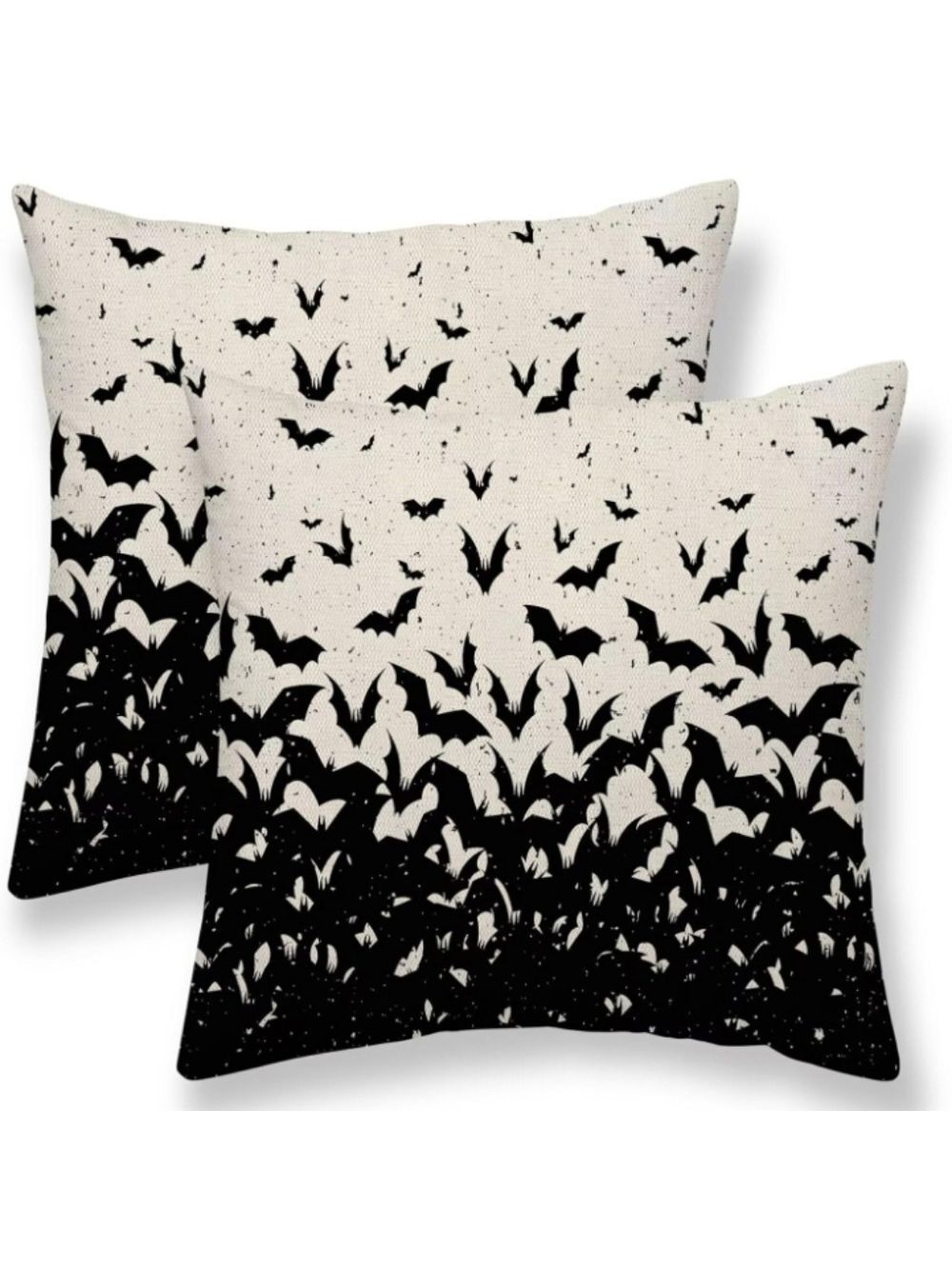 2/$20 Black & Cream Bat Print Decorative Throw Pillowcases - Set Of 2